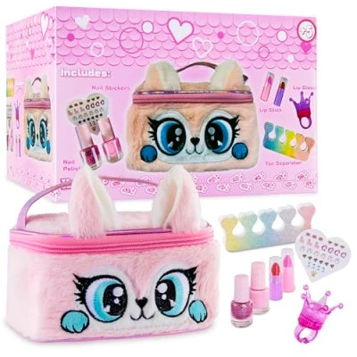 Imagen de Maquillaje para Niños, Set y Pintauñas Niñas, Infantil No Toxico, Lavable con Agua, Niñas Mayores de 5 Años (Rosa)