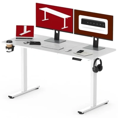 Imagen de SANODESK QS1 140 x 60 cm Escritorio Elevable Eléctrico con Tablero Regulable en Altura Telescópico Bidireccional Control de Memoria y Tecnología Anticolisión (Blanco)