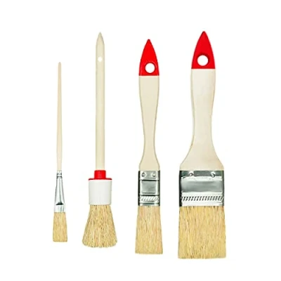 Imagen de M7 Juego de 4 Cepillos 3 Planos 1 Redondo 0&quot; 3/4&quot; 15&quot; 4&quot; Serie 02 para Trabajos Pintura con Pinturas y Barnices Cobertura Uniforme Cerdas Naturales