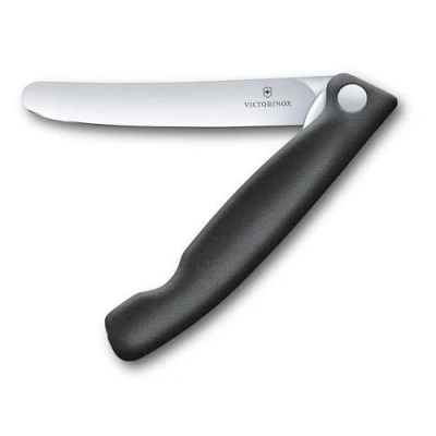 Imagen de Victorinox Swiss Classic, cuchillo profesional para tomate y mesa, hoja extra afilada, filo recto, 11 cm, acero inoxidable, negro