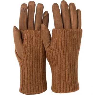 Imagen de styleBREAKER guantes de mujer tela para pantallas táctiles con puños punto amovibles, dedos, invierno 09010021, color:Chocolate
