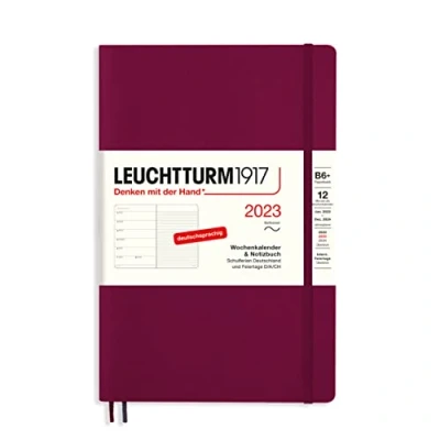 Imagen de LEUCHTTURM1917 365701 Agenda semanal y cuaderno de tapa blanda 2023, 12 meses, Port Red, Paperback (B6+)
