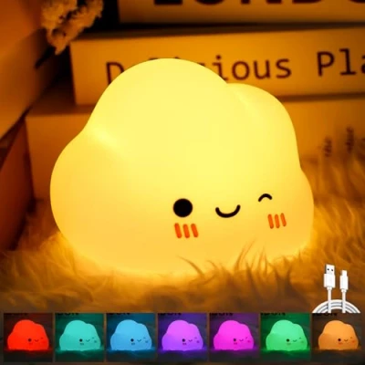 Imagen de Aicharynic luz nocturna LED para niños, regulable dormitorio, habitación de los bebé, portátil, recargable por USB, regalos mujer, niña, amigos (luz