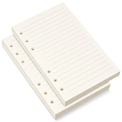 Imagen de papel de recambio A6, rayado 6 agujeros perforados para planificador personal A6 Filofax, hojas sueltas rayadas 8 mm, 80 hojas/160 páginas rayadas, 4.1 x 6.6 pulgadas, beige (2)