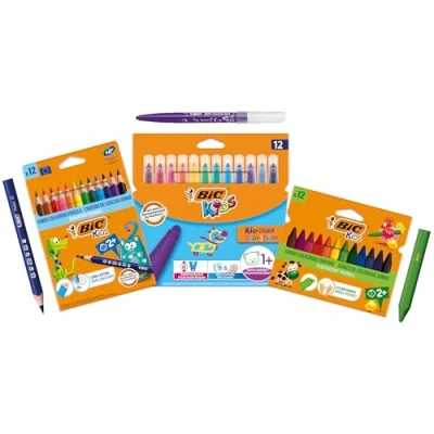 Imagen de BIC Kids Set para Colorear Ideal menores de 5 años. Incluye 12 Lápices Evolution ECOlutions Triangle, ceras plastidecor triangle y Rotuladores Lavables. 36 uds