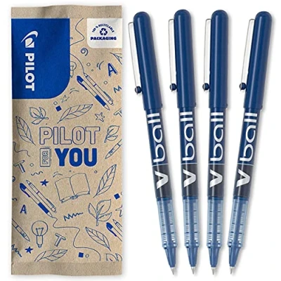 Imagen de PILOT 4 unidades Bolígrafo Roller tinta líquida V Ball 05 punto Fino azul