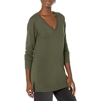 Imagen de Amazon Essentials Jersey Tipo Túnica Ligero de Manga Larga y Cuello en Pico (Disponible Tallas Grandes) Mujer, Verde Oliva Oscuro, L