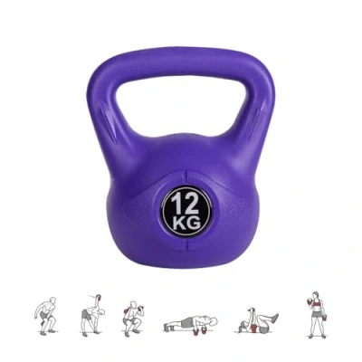 Imagen de MAGIC SELECT Pesa Rusa de 12 kg. Kettlebell Hormigón con Mango Ergonómico. Mancuerna para Entrenamiento Muscular en Casa y Gimnasio.