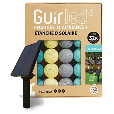 Imagen de GuirLED Guirnalda Bolas luminosa LED para exteriores Impermeable IP55 Panel solar de alta eficiencia Encendido y apagado automático Scandinave 32