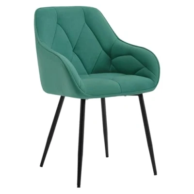 Imagen de WOLTU Silla de Comedor Cocina con Respaldo y Apoyobrazos Salon Moderno Patas Metálicas Ergonómica para Dormitorio Oficina, Terciopelo, Turquesa, EZS02ts 1
