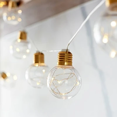 Imagen de Lights4fun Cadena de Luces con 10 Bombillas Micro LED Blanco Cálido a Pilas para Interiores y Exteriores