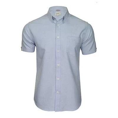 Imagen de Ben Sherman Camisa Oxford de manga corta para hombre, Sky (logo bolsillo bordado), L