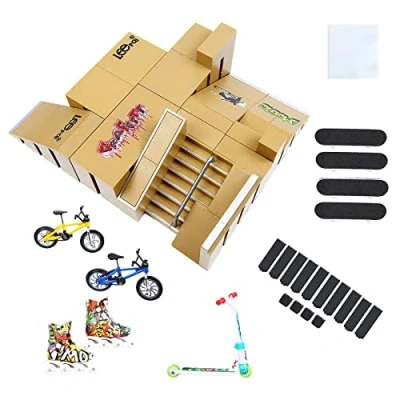 Imagen de IOUGDSEC Kit de Skate Park, rampa para Skateboard Dedo, Ultimate Parks Training Props con 4 Dedos (8 Piezas)