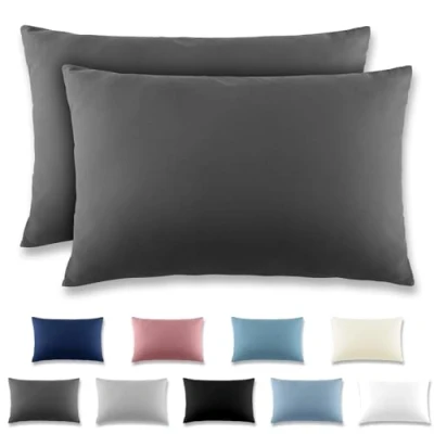 Imagen de REDKEY Funda Almohada Juego de 2 Fundas Almohadas 40x60 cm, con Cremallera Oculta, Transpirable Suave Antiarrugas Microfibra Gris Oscuro