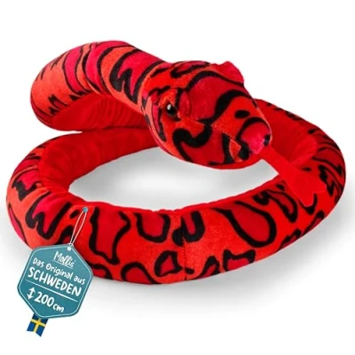 Imagen de Mollis Peluche de serpiente peluche, 200 cm, para niños y bebés, color rojo