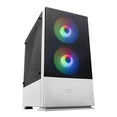 Imagen de Mars Gaming MCZW, Caja PC Compacta Premium, MicroATX, Panel+Frontal Mesh, Blanco