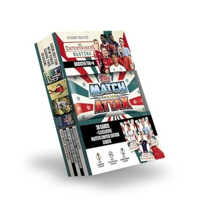 Imagen de Topps Match Attax 24/25 Lata De refuerzo Masters contiene 28 cartas más 3 exclusivas &quot;Masters&quot; LE&#039;s Hakan Çalhanoğlu, Kevin Bruyne y Heung min Son!