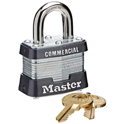 Imagen de Master Lock 3 candado de acero laminado con pasador para vaso, capacidad, volumen, acero, estándar, negro/plata