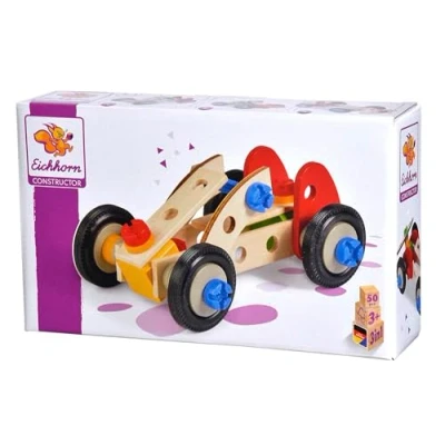 Imagen de Eichhorn Set de Construcción Madera para Crear hasta 3 Modelos Coche, Niños a partir Años