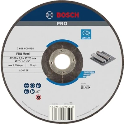 Imagen de Bosch 2 608 600 538 Disco de desbaste acodado Expert for Metal A 30 T BF, 180 mm, 4,8 mm (pack 1)