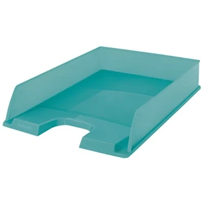 Imagen de Esselte Bandeja Apilable para Escritorio, Organizador Tamaño A4 Documentos, Catálogos, Revistas y Folletos Informativos, Casa Oficina, Diseño en Relieve, Gama Colour&#039;Breeze, Azul, 626274