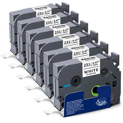 Imagen de 6x XemaX Compatible Cinta 12mm x 8m Reemplazo para Brother PT Tze 231 Tz Negro sobre Blanco Laminado Casete D210VP H101C 1010 P750W H105 D450 D600VP 1100