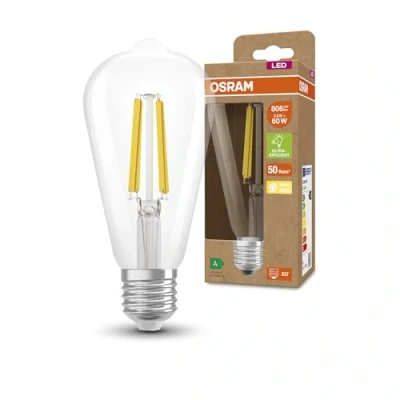 Imagen de OSRAM Lámpara LED de ahorro energía, Filamento Edison, E27, Blanco cálido (3000K), 4 vatios, sustituye a la bombilla 60W, altamente eficiente y paquete 1