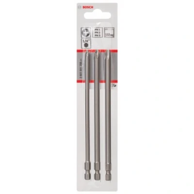 Imagen de Bosch 2 607 001 758 Juego de 3 pzas. puntas atornillar extraduras PH1; PH2; PH3; 152 mm (pack 3)