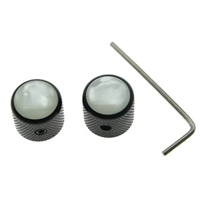 Imagen de KAISH Juego de 2 perillas para guitarra con tapa perla, color negro, Tele Telecaster