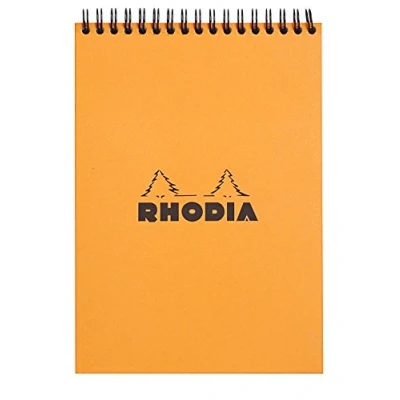 Imagen de Rhodia 16501C Bloc de notas (con espiral doble, DIN A5, a rayas, 80 g, 14,8 x 21 cm, hojas), color naranja