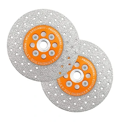 Imagen de Disco de corte diamante BRSCHNITT 2 piezas amoladora angular soldada al vacío 115 mm Hoja granito con brida M14 para pulir granito, porcelana, baldosas, piedra, mármol, cuarzo