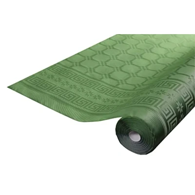 Imagen de Pro Nappe Ref R482518I Mantel de Papel Damasco desechable en Rollo 25 M Largo X 1,20 Ancho Color Verde Pino con Estampado Universal Chic y clásico