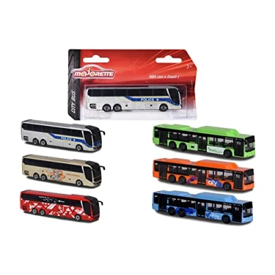 Imagen de Majorette 212053159SDN Man stadsbus Van metaal Met vrijloop, 13 cm, vanaf 3 Jaar, verkrijgbaar in 6 verschillende modellen en kleuren, willekeurige keuze