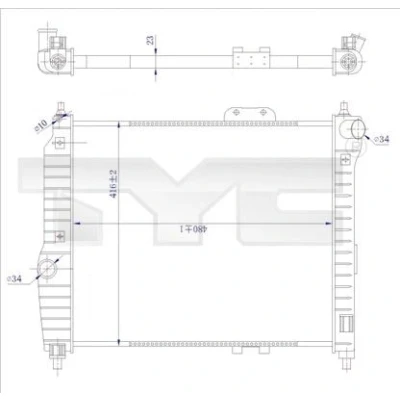 Imagen de TYC 706 0021 R Radiador, refrigeración del motor 480 416 23 Caja de cambios manual Aletas unidas mecánicamente
