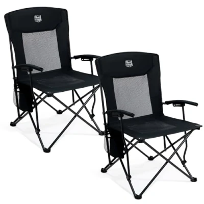 Imagen de TIMBER RIDGE Silla Plegable de Camping para Adultos, Resistente, Playa Gran tamaño con Respaldo Alto y Malla, cómoda Exteriores, 150 kg, portátil, Festivales, Pesca