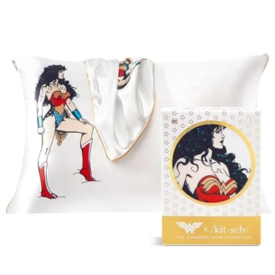 Imagen de Kitsch Wonder Woman x Funda de Almohada satén con Cremallera, más Suave Que Las Fundas Seda para el Cabello y la Piel, refrescantes