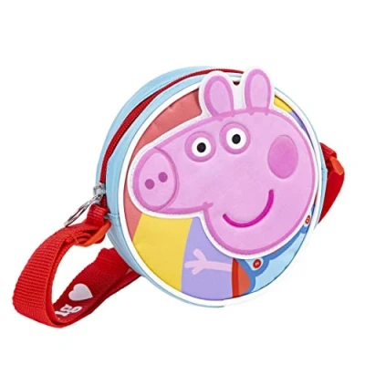 Imagen de Bolso de Peppa Pig Cierre Cremallera 16 x 4,5 cm Bandolera Poliéster con Aplicaciones Frontales Producto Original Diseñado en España