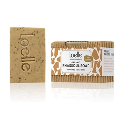 Imagen de Loelle Jabón de Arcilla Rhassoul Natural Hecha a Mano Barra Jabones Sólidos para Cara y Cuerpo, Ideal Pieles Grasas Mixtas Productos Orgánicos Belleza Hechos en Marruecos (75g)