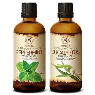 Imagen de Set de Aceites Esenciales Menta y Eucalipto 2x100ml para Humidificador Difusor Aromalamp Aromaterapia Lámpara Aromática Cuidado Piel Velas