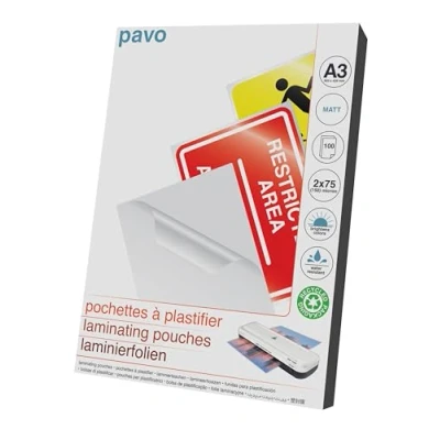 Imagen de Pavo Pack de 100 fundas para Plastificar Mate/Láminas Mate, A3 2x75, 8036639