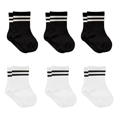 Imagen de bistyle 6 pares de calcetines bebé algodón para recién nacidos 0 a meses 3 años sin costuras niños y niñas, Negro (rayas),