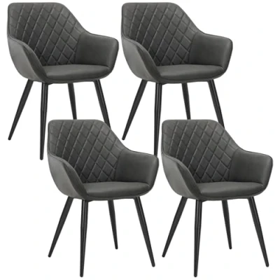 Imagen de WOLTU Sillas de Comedor Pack 4, Cocina Tapizadas en Piel_sintética, Ergonómicas con Respaldo y Brazos para Salón Dormitorio, Estilo Nórdico, Patas Metal, Antratica, BH251an 4