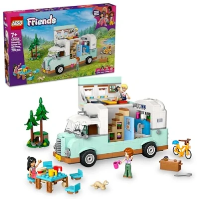 Imagen de LEGO Friends Aventura en la Caravana de Amistad, Autocaravana Juguete con 3 Mini Muñecos, Figura Hurón, Regalo para Niñas 7 Años o Más, Furgoneta Camper, Prismáticos y Más Accesorios 42663