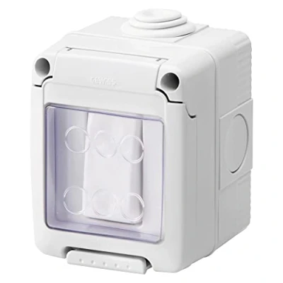 Imagen de Gewiss Contenedor completo de aparatos System estaño, con desviador unipolar 16 Ax, IP55, gris RAL 7035