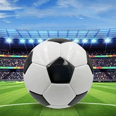 Imagen de SUQ Talla Tradicional 5 Blanco Negro Cuero de la PU Fútbol, para Entrenamiento Niños Adultos Competencias Práctica, Entretenimiento, Juegos Interior/Exterior, Parque, Playa