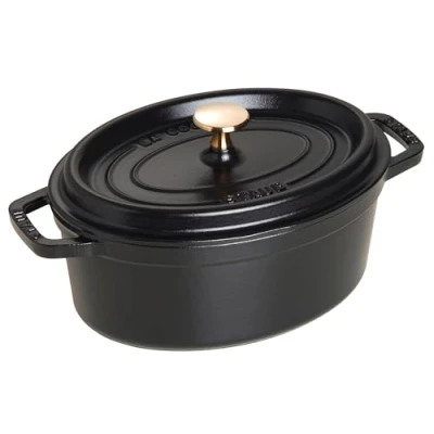 Imagen de Cazuela/cocotte ovalada de hierro fundido STAUB, 2,35 L diámetro, 3,2 L, negra, 23 cm
