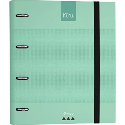 Imagen de Grafoplás 88103026. Archivador 4 Anillas con Recambio y Goma, Tapa dura A4, Verde Mint, Separadores 100 Hojas 5x5 Borde Color, Carpebook, Kuru