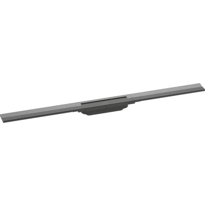Imagen de hansgrohe RainDrain Flex Canaleta de ducha (900 mm, se puede acortar el desagüe del suelo, cromo cepillado), color negro