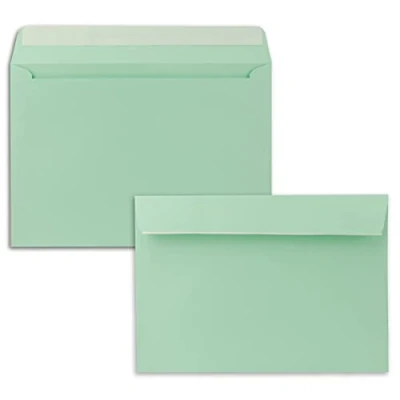 Imagen de 50 sobres DIN C5, color verde menta, 16,2 x 22,9 cm, cierre autoadhesivo, elegantes para grandes invitaciones y tarjetas de cumpleaños o bodas