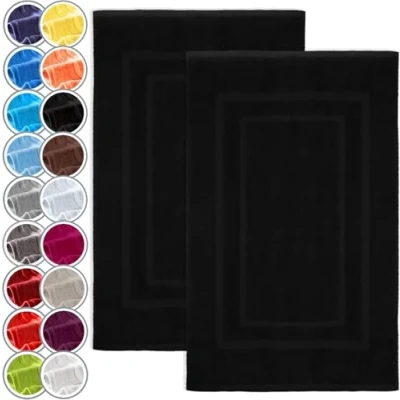 Imagen de NatureMark Alfombrillas de baño en Paquete 2 Unidades, 100% algodón, 50 x 80 cm, Ducha Doble, Color: Negro